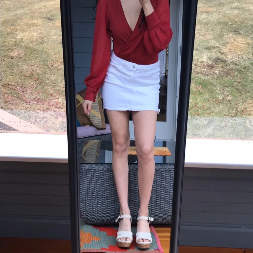 WHITE DENIM SKIRT